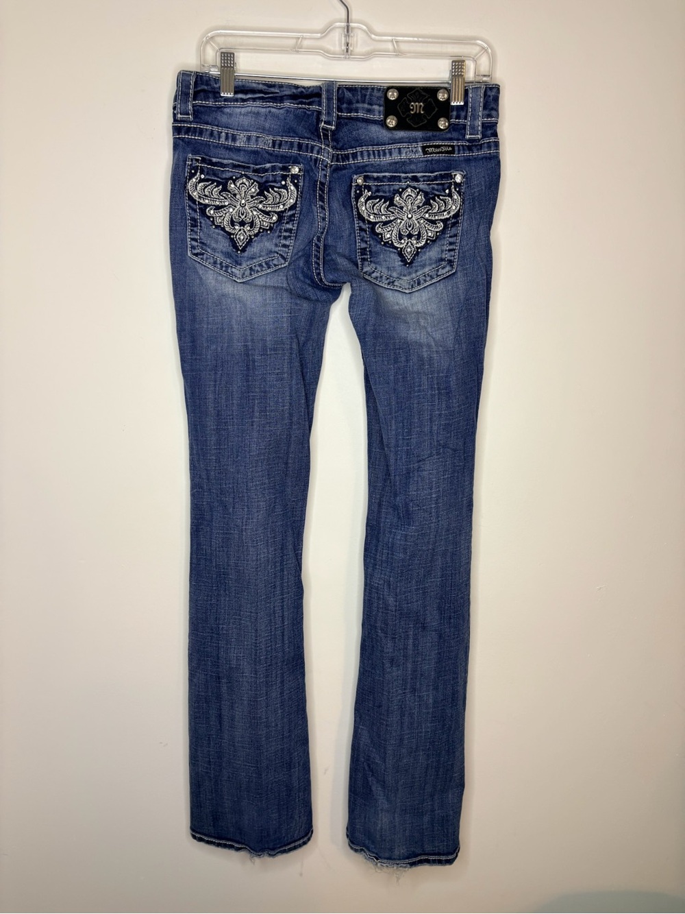 Miss Me Low Rise Y2K Blue Embellished Bootcut Jeans Size 29